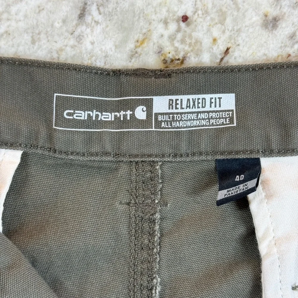 Carhartt Rugged Flex Cargo Work Shorts Mens 40 Moss Canvas Relaxed Fit BS3542